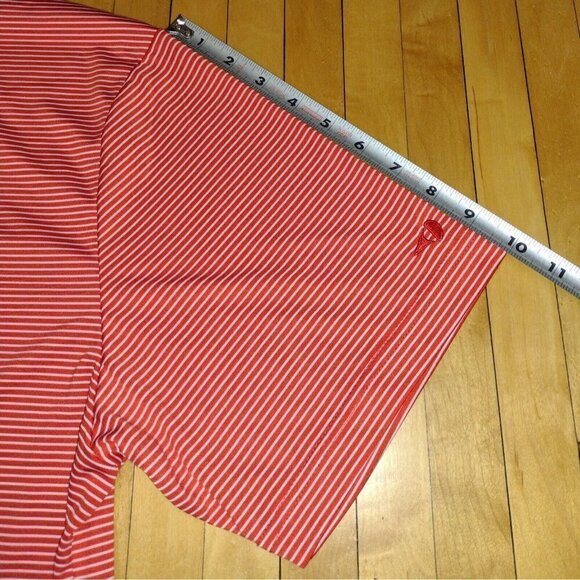 Grand Slam Performance Bright Red White Striped Mens Large Polo Golf Shirt - Picture 9 of 9